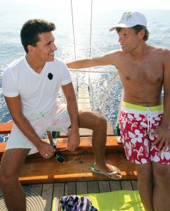 19-08-2010 SHOWBIZZ; DE ZOMER VOORBIJ MET JAN SMIT  NICK&SIMON EN DE 3 JS. Op het Griekse Kreta waren de opname s voor het Tros programma Jan Smit de Zomer Voorbij. Het was vooral dolle pret en veel muziek aan boord van de gehuurde drie master. Diverse gasten werden ingevlogen en maakten deel uit van het zomerse Volendamse gevoel wat ze echter niet gauw meer zullen vergeten. Deze week het zomerse Griekse verhaal in weekblad Prive. De zomer voorbij met Jan Smit en zijn muzikale vrienden is vanaf 12 September te zien bij de Tros.
foto: Albert den Iseger