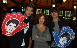 10-02-2012 SHOWBIZZ; NICK-SIMON MET SCHEIDSRECHTER KATJA ROMER-SCHUURMAN. Morgen meer dan 2 miljoen kijkers voor deze TROS kijkcijfer knaller?  Vorige week 1.905.000 kijkers en zeer goede reacties. Zaterdag avond om 20.30 uur weer afstemmen op Nederland 1 en lachen-genieten en brullen met deze TROS knaller.
foto; Albert den Iseger.