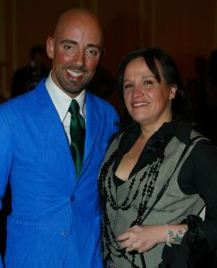 13-03-2005 SHOWBIZZ; PAUL SCHULTEN HAUTE COUTURE ZOMER COLLECTIE SHOW 2005 IN OKURA AMSTERDAM. MAIK DE BOER EN SANDRA BROOD
FOTO; ALBERT DEN ISEGER