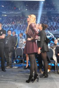 20-03-2013 SPORT; BADR HARI VOOR HET EERST WEER IN DE RING BIJ K-1 GEVECHT IN ZAGREB. Na een korte periode van veel trainen stond Badr Hari weer in de ring in de ARENA van Zagreb. Estelle-Maxime en Joelle waren mee om Badr toe te juichen. Helaas liep Badr in de eerste ronde een heftige  blessure op zodat hij niet verder kon naar de eventuele finale plaats.
foto: Albert den Iseger.