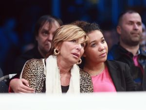 20-03-2013 SPORT; BADR HARI VOOR HET EERST WEER IN DE RING BIJ K-1 GEVECHT IN ZAGREB. Na een korte periode van veel trainen stond Badr Hari weer in de ring in de ARENA van Zagreb. Estelle-Maxime en Joelle waren mee om Badr toe te juichen. Helaas liep Badr in de eerste ronde een heftige  blessure op zodat hij niet verder kon naar de eventuele finale plaats.
foto: Albert den Iseger.