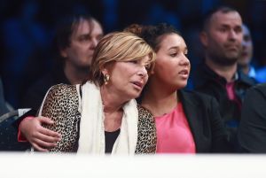 20-03-2013 SPORT; BADR HARI VOOR HET EERST WEER IN DE RING BIJ K-1 GEVECHT IN ZAGREB. Na een korte periode van veel trainen stond Badr Hari weer in de ring in de ARENA van Zagreb. Estelle-Maxime en Joelle waren mee om Badr toe te juichen. Helaas liep Badr in de eerste ronde een heftige  blessure op zodat hij niet verder kon naar de eventuele finale plaats.
foto: Albert den Iseger.
