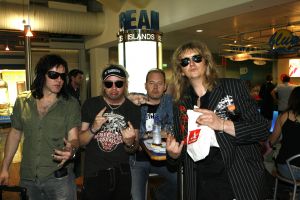 21-05-2006 SHOWBIZZ; WIG WAM MET DUTCH PRESS IN ATHENE. During Wim Wam\'s stay in the Athens they gladly met the press.For more the two hours they talked to journalist from Dutch en Greek rock en music magazines.  Since this year Eurovision was held in the Athens it was naturally that were asked about the song in the contest, and especially about the winner Lordi. A cool song and a cool show, says Wig Wam about the finnish contestants Lordi\'s Hard rock Hallelujah.We will cheer for Finland and of course Norway, says Sporty the blond guy from Wig Wam,we are busy now to do our shows in Europe and we did release a new single Wig Wamania.
foto ; Albert den iseger 