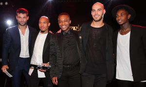 15-11-2014 SHOWBIZZ; LIFE AFTER FOOTBALL FASHION PLAYER AWARD 2014. Genomineerd waren NIGEL DE JONG-ELJERO ELIA EN RUUD BOYMANS. NIgel de Jong won de award en werd direct gefeliciteerd door zijn beeldschone vrouw Winonah de Jong. Het feest duurde tot 5 uur in de morgen. De lokatie HARBOUR CLUB AMSTERDAM.
foto: Albert den Iseger