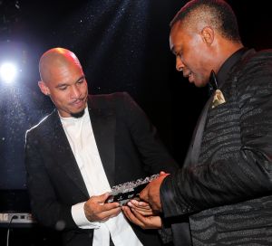 15-11-2014 SHOWBIZZ; LIFE AFTER FOOTBALL FASHION PLAYER AWARD 2014. Genomineerd waren NIGEL DE JONG-ELJERO ELIA EN RUUD BOYMANS. NIgel de Jong won de award en werd direct gefeliciteerd door zijn beeldschone vrouw Winonah de Jong. Het feest duurde tot 5 uur in de morgen. De lokatie HARBOUR CLUB AMSTERDAM.
foto: Albert den Iseger