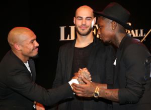 15-11-2014 SHOWBIZZ; LIFE AFTER FOOTBALL FASHION PLAYER AWARD 2014. Genomineerd waren NIGEL DE JONG-ELJERO ELIA EN RUUD BOYMANS. NIgel de Jong won de award en werd direct gefeliciteerd door zijn beeldschone vrouw Winonah de Jong. Het feest duurde tot 5 uur in de morgen. De lokatie HARBOUR CLUB AMSTERDAM.
foto: Albert den Iseger